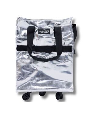 SIMPLY SOUTHERN Silver Metallic Roller Rolling Tote Bag NWT